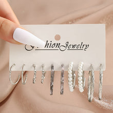 Load image into Gallery viewer, Pearl Twist Hoop Earrings Set Butterfly Acrylic Dangle Earrings for Women Metal Hollow Gold Plated Earring Cartoon Jewelry
