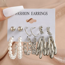 Load image into Gallery viewer, Pearl Twist Hoop Earrings Set Butterfly Acrylic Dangle Earrings for Women Metal Hollow Gold Plated Earring Cartoon Jewelry
