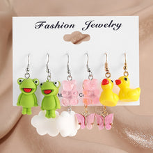 Load image into Gallery viewer, Pearl Twist Hoop Earrings Set Butterfly Acrylic Dangle Earrings for Women Metal Hollow Gold Plated Earring Cartoon Jewelry
