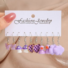 Load image into Gallery viewer, Pearl Twist Hoop Earrings Set Butterfly Acrylic Dangle Earrings for Women Metal Hollow Gold Plated Earring Cartoon Jewelry

