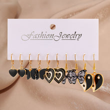 Load image into Gallery viewer, Pearl Twist Hoop Earrings Set Butterfly Acrylic Dangle Earrings for Women Metal Hollow Gold Plated Earring Cartoon Jewelry
