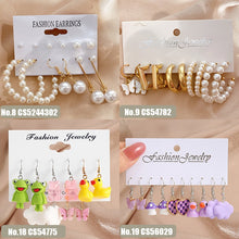 Load image into Gallery viewer, Pearl Twist Hoop Earrings Set Butterfly Acrylic Dangle Earrings for Women Metal Hollow Gold Plated Earring Cartoon Jewelry
