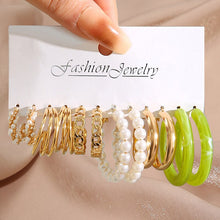Load image into Gallery viewer, Pearl Twist Hoop Earrings Set Butterfly Acrylic Dangle Earrings for Women Metal Hollow Gold Plated Earring Cartoon Jewelry
