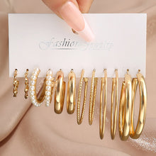 Load image into Gallery viewer, Pearl Twist Hoop Earrings Set Butterfly Acrylic Dangle Earrings for Women Metal Hollow Gold Plated Earring Cartoon Jewelry
