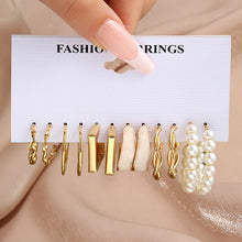 Load image into Gallery viewer, Pearl Twist Hoop Earrings Set Butterfly Acrylic Dangle Earrings for Women Metal Hollow Gold Plated Earring Cartoon Jewelry
