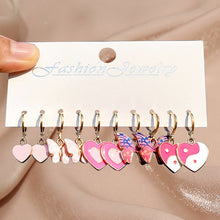 Load image into Gallery viewer, Pearl Twist Hoop Earrings Set Butterfly Acrylic Dangle Earrings for Women Metal Hollow Gold Plated Earring Cartoon Jewelry
