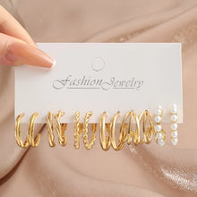 Load image into Gallery viewer, Pearl Twist Hoop Earrings Set Butterfly Acrylic Dangle Earrings for Women Metal Hollow Gold Plated Earring Cartoon Jewelry
