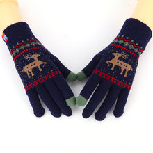 Load image into Gallery viewer, Gloves Winter Touch Screen Cashmere Single Layer Gloves Warm and Cute Deer Gloves Variegated

