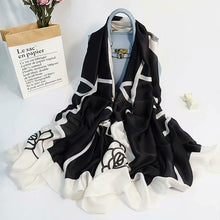 Load image into Gallery viewer, Women's Korean-Style Autumn and Winter Printing Silk Mulberry Silk Scarf Warm Shawl Scarf
