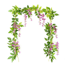 Load image into Gallery viewer, 180cm Fake Ivy Wisteria Flowers Artificial Plant Vine Garland for Room Garden Decorations Wedding Arch Baby Shower Floral Decor
