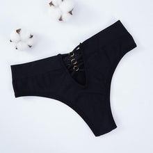Load image into Gallery viewer, Hollow Cross Tie Thong Women Low Waist Sexy G-string High Stretch Bikini Briefs Ladies UnderwearPanties
