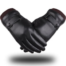 Load image into Gallery viewer, Men's Autumn and Winter Leather PU Touch Screen Gloves Men's Warm Cycling Outdoor Sports Thickened Cotton Gloves
