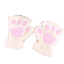 Load image into Gallery viewer, Cat Girl Open Finger Cat's Paw Warm Gloves Thickened Fluff Hand-Shaped Brush Half Finger Gloves
