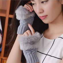 Load image into Gallery viewer, Autumn and Winter Warm Gloves Women's Half Finger Gloves Plush Thickened Knitting Gloves Open Finger Touch Screen Gloves
