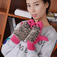 Load image into Gallery viewer, Full Finger Cartoon Hedgehog Gloves Winter Gloves Women's Korean-Style Cute Winter Girls' Knitted Gloves
