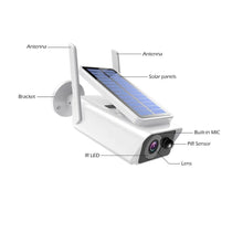 Load image into Gallery viewer, Wireless WiFi Solar Rechargeable Battery Camera Outdoor Rainproof Remote Control Low Power Infrared Night Vision
