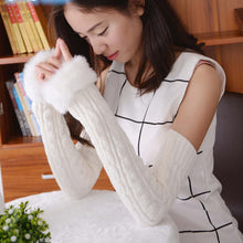 Load image into Gallery viewer, Extended Women's Twist Half Finger Super Long Open Finger Gloves Warm 3/4 Sleeve Length Arm Sleeve
