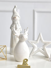 Load image into Gallery viewer, Pearlescent Ceramic Christmas Deer Desktop Decoration Ins Snowman Five-Pointed Star Gift Christmas Decoration
