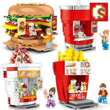 Load image into Gallery viewer, Mini Particle Building Blocks Model City Street View Hamburger Drink Shop Model Building Blocks Toy Set Children Birthday Christmas Gift
