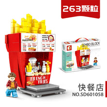 Load image into Gallery viewer, Mini Particle Building Blocks Model City Street View Hamburger Drink Shop Model Building Blocks Toy Set Children Birthday Christmas Gift
