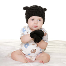 Load image into Gallery viewer, Autumn and Winter Hat Gloves Set Cute Small Ear Shape Unisex Baby Hat
