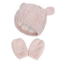Load image into Gallery viewer, Autumn and Winter Hat Gloves Set Cute Small Ear Shape Unisex Baby Hat
