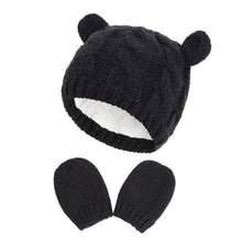Load image into Gallery viewer, Autumn and Winter Hat Gloves Set Cute Small Ear Shape Unisex Baby Hat
