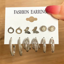 Load image into Gallery viewer, 18Pcs/Set Punk Gothic Earring Set for Women Silver Plated Earring Vintage Snake Butterfly Mushroom Earring Fashion Black Jewelry
