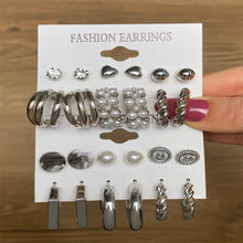 Load image into Gallery viewer, 18Pcs/Set Punk Gothic Earring Set for Women Silver Plated Earring Vintage Snake Butterfly Mushroom Earring Fashion Black Jewelry
