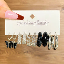 Load image into Gallery viewer, 18Pcs/Set Punk Gothic Earring Set for Women Silver Plated Earring Vintage Snake Butterfly Mushroom Earring Fashion Black Jewelry

