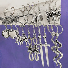 Load image into Gallery viewer, 18Pcs/Set Punk Gothic Earring Set for Women Silver Plated Earring Vintage Snake Butterfly Mushroom Earring Fashion Black Jewelry
