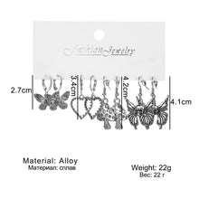 Load image into Gallery viewer, 18Pcs/Set Punk Gothic Earring Set for Women Silver Plated Earring Vintage Snake Butterfly Mushroom Earring Fashion Black Jewelry
