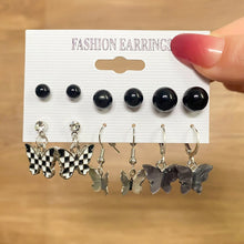 Load image into Gallery viewer, 18Pcs/Set Punk Gothic Earring Set for Women Silver Plated Earring Vintage Snake Butterfly Mushroom Earring Fashion Black Jewelry
