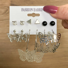 Load image into Gallery viewer, 18Pcs/Set Punk Gothic Earring Set for Women Silver Plated Earring Vintage Snake Butterfly Mushroom Earring Fashion Black Jewelry

