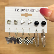Load image into Gallery viewer, 18Pcs/Set Punk Gothic Earring Set for Women Silver Plated Earring Vintage Snake Butterfly Mushroom Earring Fashion Black Jewelry
