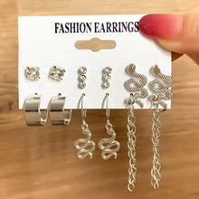 Load image into Gallery viewer, 18Pcs/Set Punk Gothic Earring Set for Women Silver Plated Earring Vintage Snake Butterfly Mushroom Earring Fashion Black Jewelry
