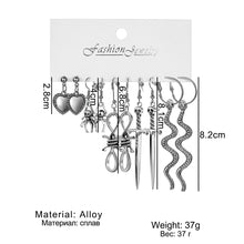 Load image into Gallery viewer, 18Pcs/Set Punk Gothic Earring Set for Women Silver Plated Earring Vintage Snake Butterfly Mushroom Earring Fashion Black Jewelry
