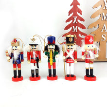 Load image into Gallery viewer, Christmas Decorations Wooden Nutcracker 12cm Set Five Hand Painted Christmas Tree Pendant
