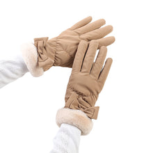 Load image into Gallery viewer, Autumn and Winter Warm Gloves Women Fleece-Lined Waterproof Riding Touch Screen Hair Mouth Bow Cotton Gloves
