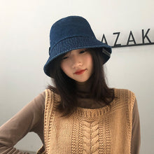 Load image into Gallery viewer, Washed Denim Retro Fisherman Hat All-Match Fashion Sun Hat Japanese Leisure Student Bucket Hat
