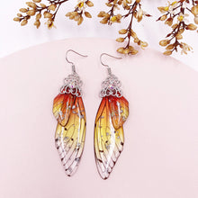 Load image into Gallery viewer, S925 Ear Hook Butterfly Earrings Temperamental Earrings Cicada Wings Gradient Color Girls Stud Earrings
