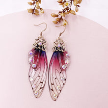 Load image into Gallery viewer, S925 Ear Hook Butterfly Earrings Temperamental Earrings Cicada Wings Gradient Color Girls Stud Earrings
