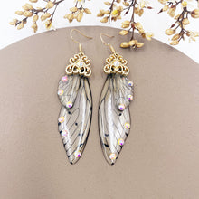 Load image into Gallery viewer, S925 Ear Hook Butterfly Earrings Temperamental Earrings Cicada Wings Gradient Color Girls Stud Earrings
