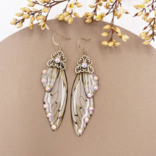 Load image into Gallery viewer, S925 Ear Hook Butterfly Earrings Temperamental Earrings Cicada Wings Gradient Color Girls Stud Earrings
