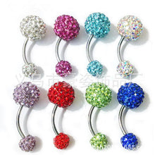 Load image into Gallery viewer, Stainless Steel Heart-Shaped Leaves Belly Ring European and American Diamond Rose Love Navel Stud
