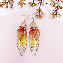 Load image into Gallery viewer, S925 Ear Hook Butterfly Earrings Temperamental Earrings Cicada Wings Gradient Color Girls Stud Earrings
