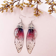 Load image into Gallery viewer, S925 Ear Hook Butterfly Earrings Temperamental Earrings Cicada Wings Gradient Color Girls Stud Earrings
