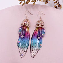 Load image into Gallery viewer, S925 Ear Hook Butterfly Earrings Temperamental Earrings Cicada Wings Gradient Color Girls Stud Earrings
