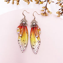 Load image into Gallery viewer, S925 Ear Hook Butterfly Earrings Temperamental Earrings Cicada Wings Gradient Color Girls Stud Earrings
