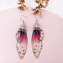 Load image into Gallery viewer, S925 Ear Hook Butterfly Earrings Temperamental Earrings Cicada Wings Gradient Color Girls Stud Earrings
